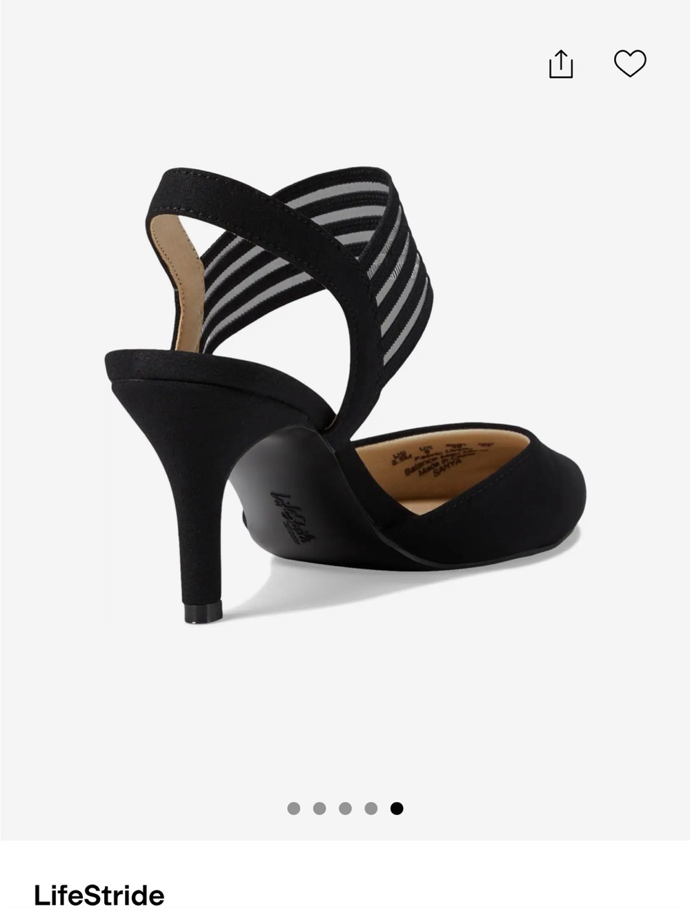 ❤️LAST CHANCE❤️ Life Stride Sanya Black Pointed-Toe Slingback Heels - Picture 4 of 7